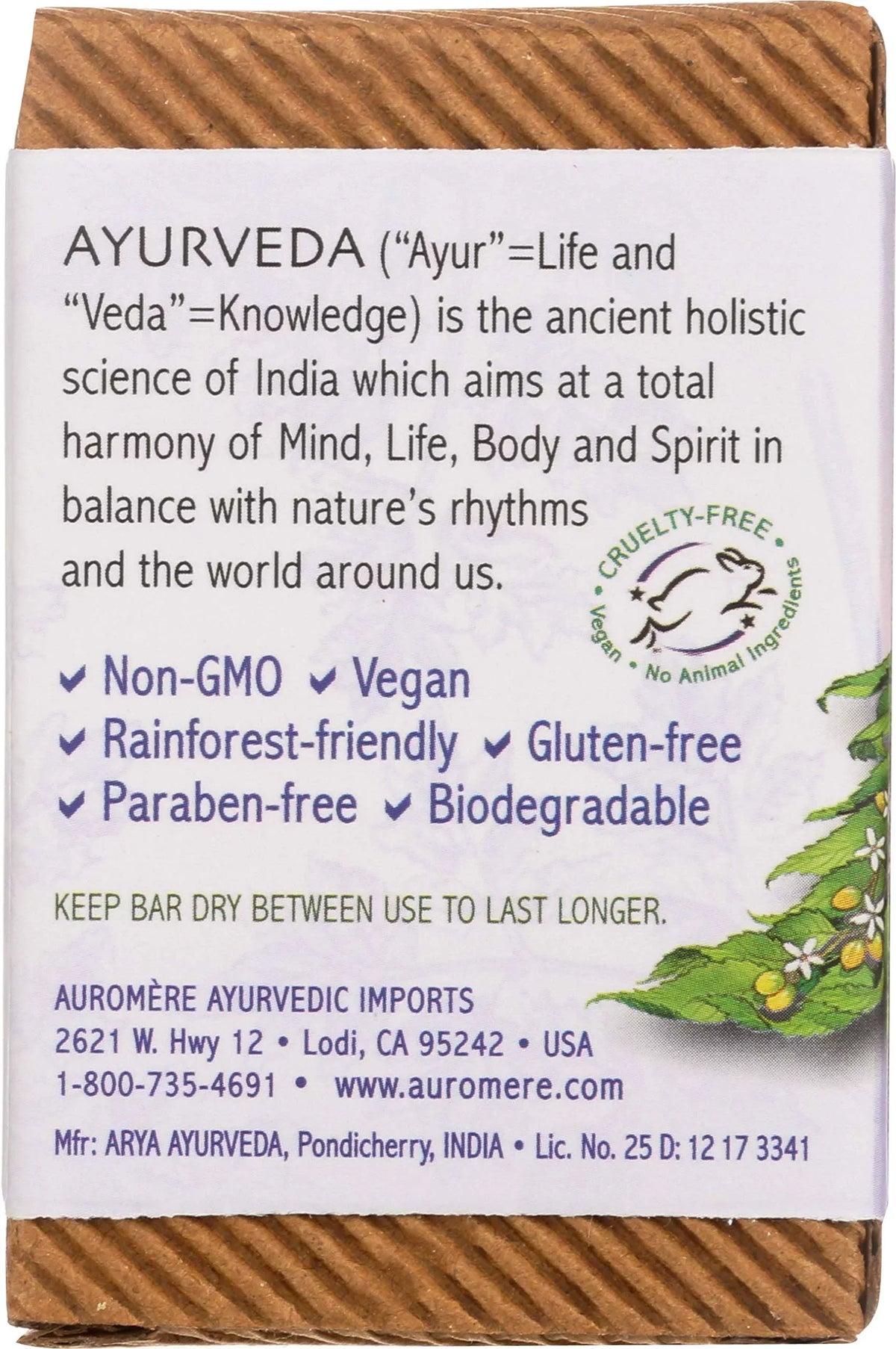 Free, Non Oz), Neem Lavender Natural, Auromere Cruelty 4 Handmade, Eco Pack. Bar - (2.75 Vegan, Ayurvedic Gmo Soap, Friendly,