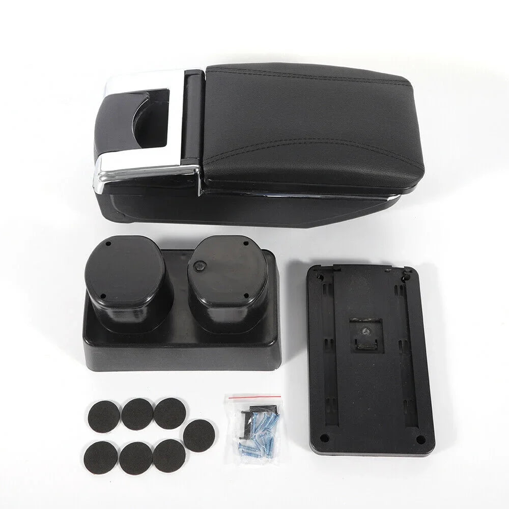OUKANING Console Latio Box Center 2007-2011 Console Center Storage for Car Nissan Versa Armrest Box Rotatable Black Tiida Leather