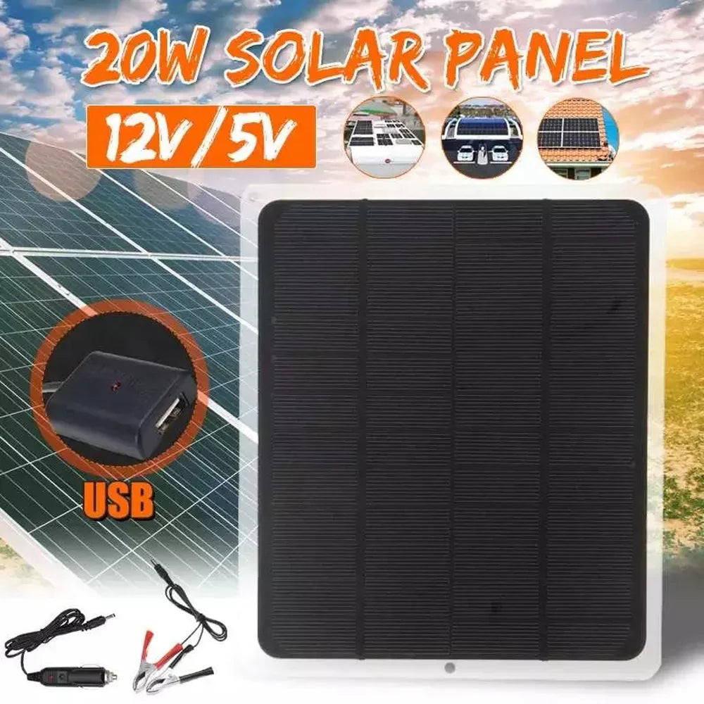 20W USB and Htovila Silicon Recharging Solar Portable Camping, Hiking, Panel Monocrystalline for