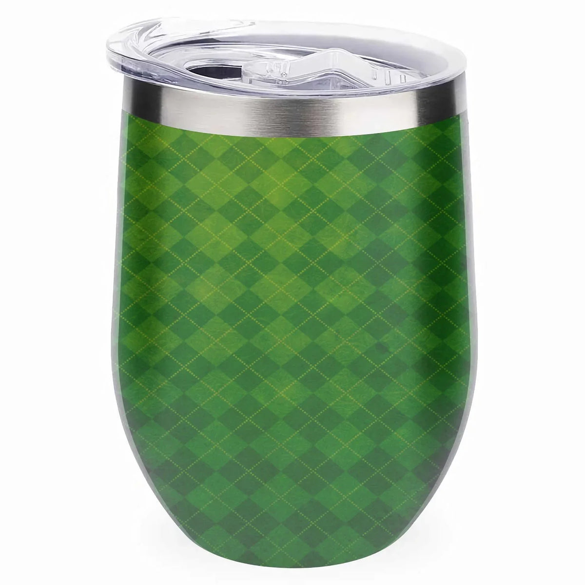 Eggshell Insulation Green Shape Hidove Big Cup Argyle Background Double 12oz U Insulated Textured Belly Steel Cups, Cups 304 Tumbler Vacuum Wine with Lid, Cup Layer Cup Stainless