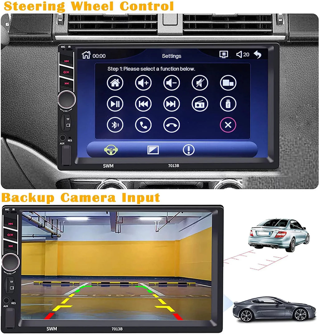 Bluetooth Control/USB/Remote Image Wheel with Carplay Touchscreen Input/Steering Player/FM/AM,Support 7 Compatible Android Stereo Auto Binize Unit/MP5 Radio Car Head inch Reversing Din Double