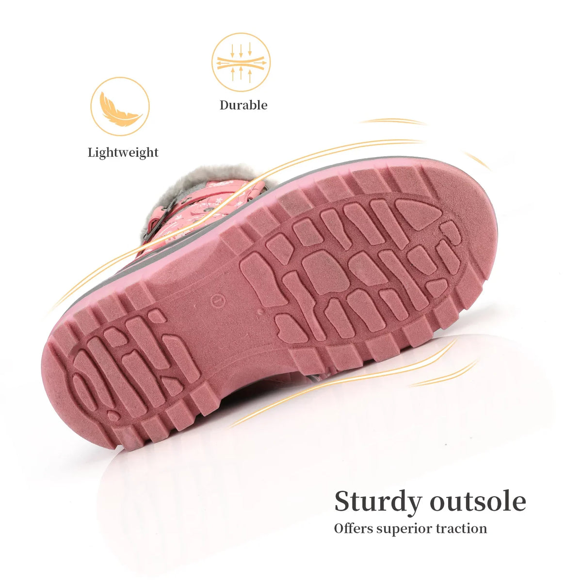Snow Girls Ankle Pairs Lace PINK KRIVER-1 Waterproof Dream Winter Size Boys 12 Up Boots Warm Shoes Boots