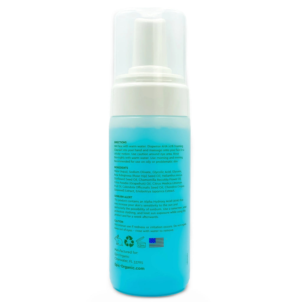 with Aha oz) Cleanser Facial Foaming Glycolic Organic Acid Epic 10% (4.1