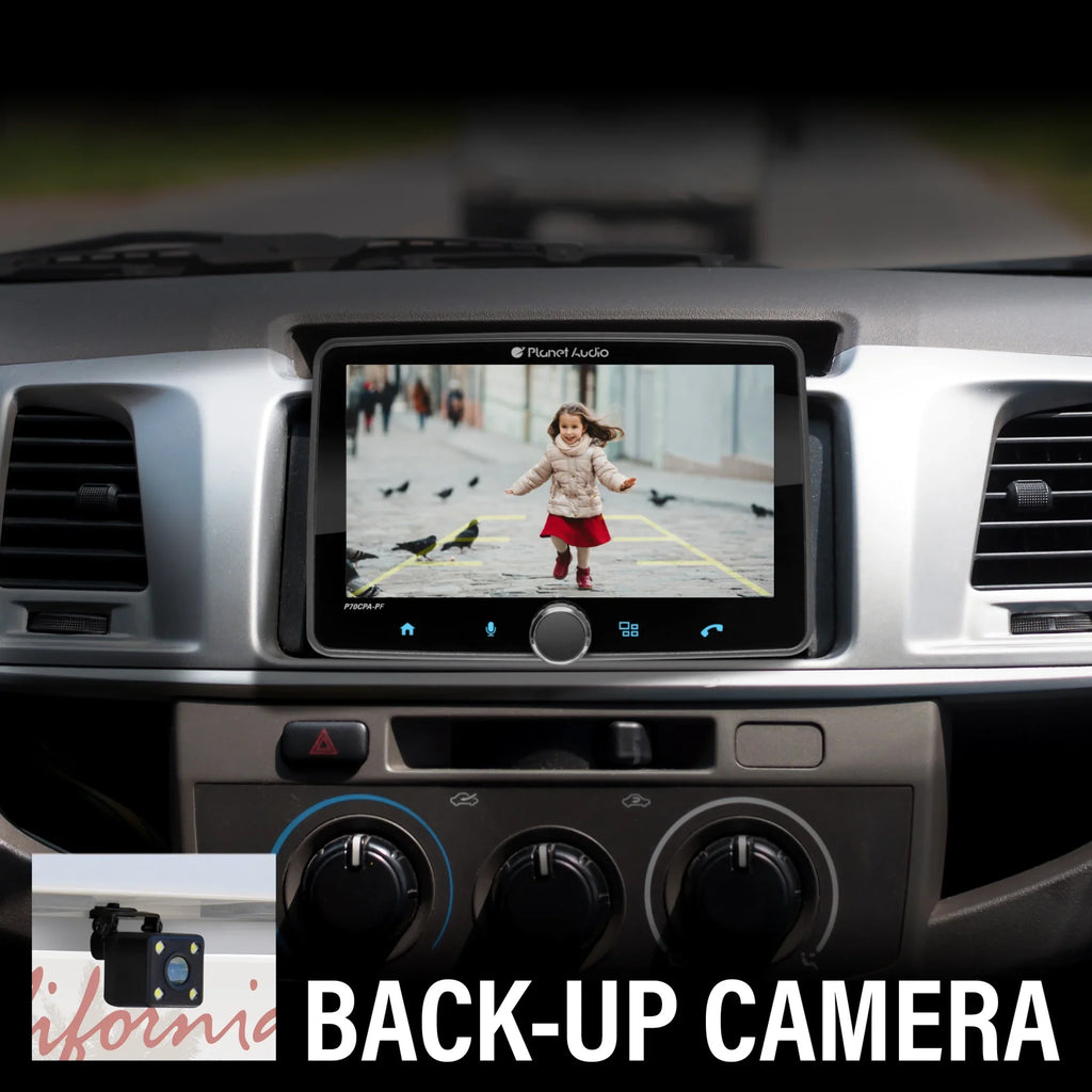 Stereo Android No Auto, CarPlay, Apple Radio Receiver, Din, AM/FM Audio Inch - Player, Car P70CPA-PCF Planet Single Camera Bluetooth, CD Backup 7 Touchscreen, DVD