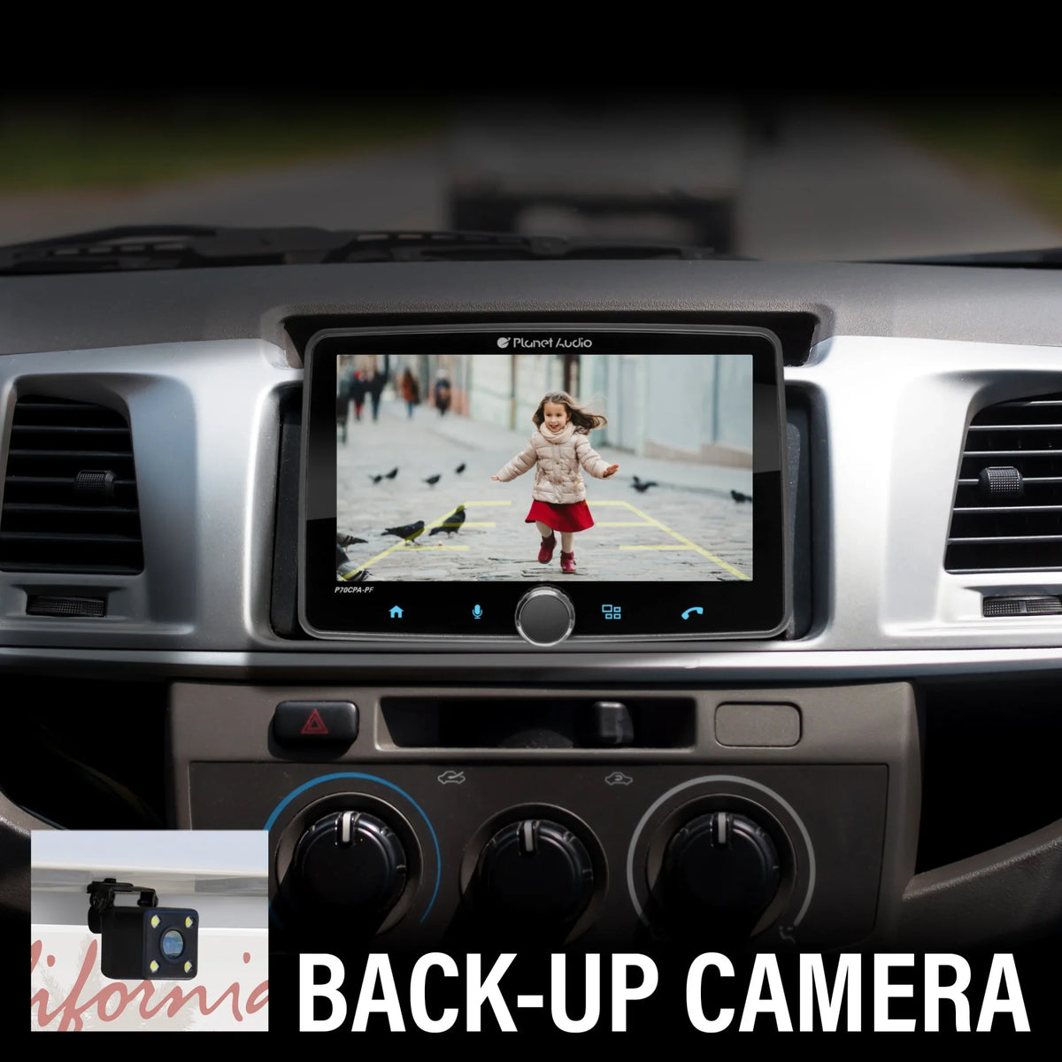 Stereo Android No Auto, CarPlay, Apple Radio Receiver, Din, AM/FM Audio Inch - Player, Car P70CPA-PCF Planet Single Camera Bluetooth, CD Backup 7 Touchscreen, DVD