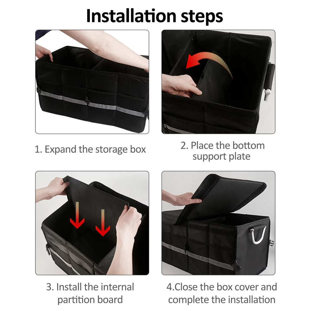 Folding Organizer, Cloth, Reflective 28L Box, Storage Strip, Trunk Car Oxford Car