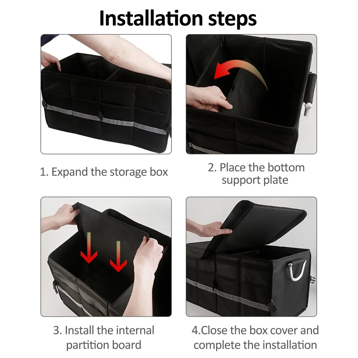 Car Trunk Car Trunk Car with Cargo Box 55L Oxford Storage Strip OWSOO Reflective Organizer Cloth Box Storage Folding Automotive Organizer