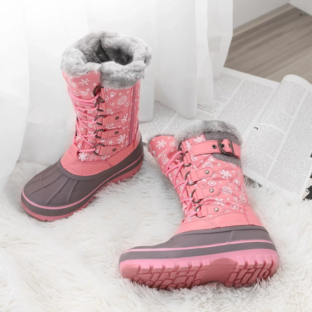 Snow Girls Ankle Pairs Lace PINK KRIVER-1 Waterproof Dream Winter Size Boys 12 Up Boots Warm Shoes Boots