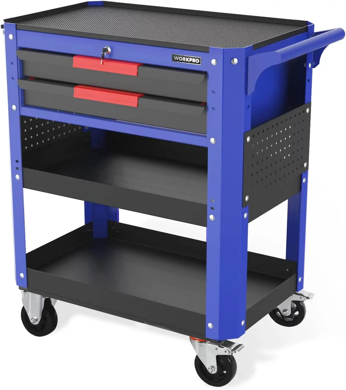 Garage, with Duty Rolling Organizer Industrial Service Heavy WORKPRO Premium Mechanic, Storage System, Workshop, 28" and for Warehouse, 400 Utility Cart, Load Wheels Cart 2-Drawer Tool lbs Locking