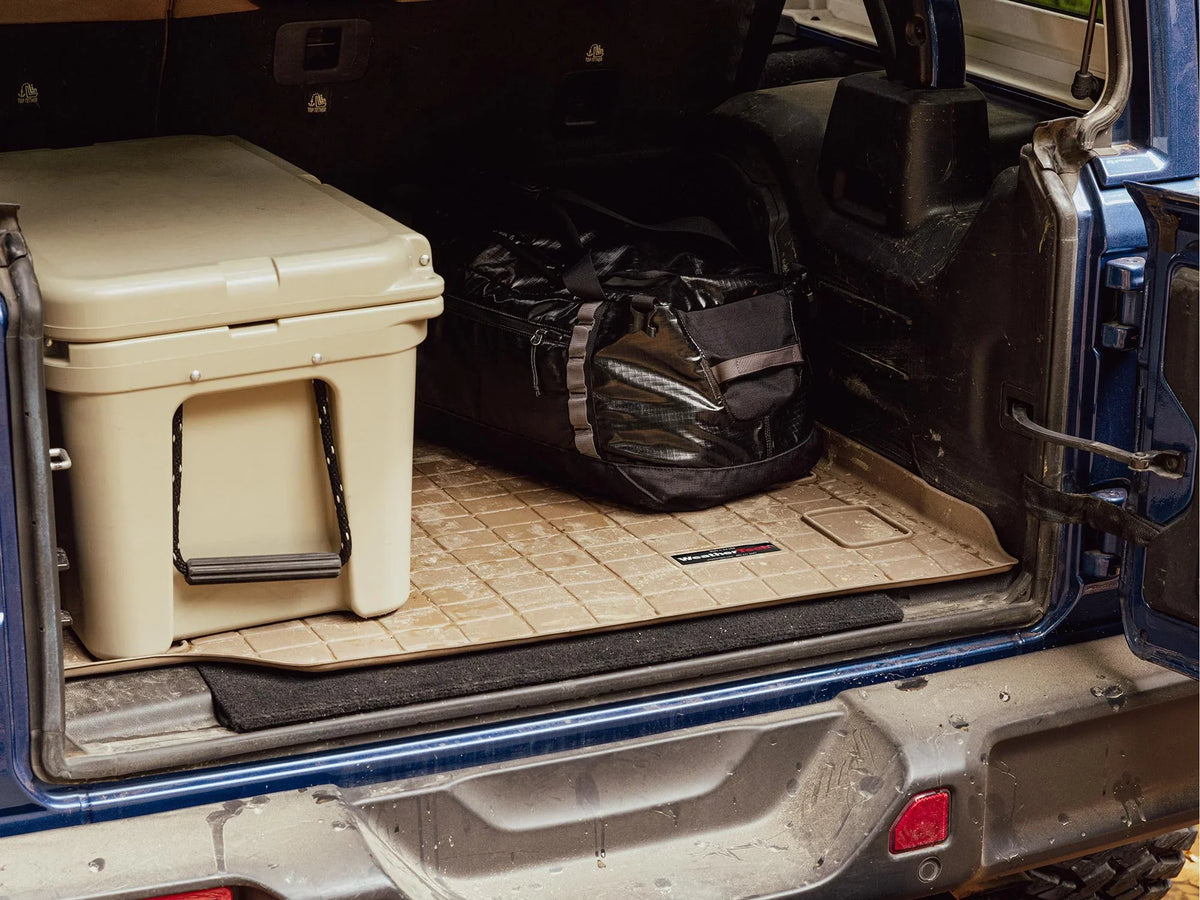 Bumper with Bumper - Behind 2nd Subaru Seating with compatible Protector, Liner Cargo 2015-2019 Outback Row With WeatherTech Protector Cocoa Trunk