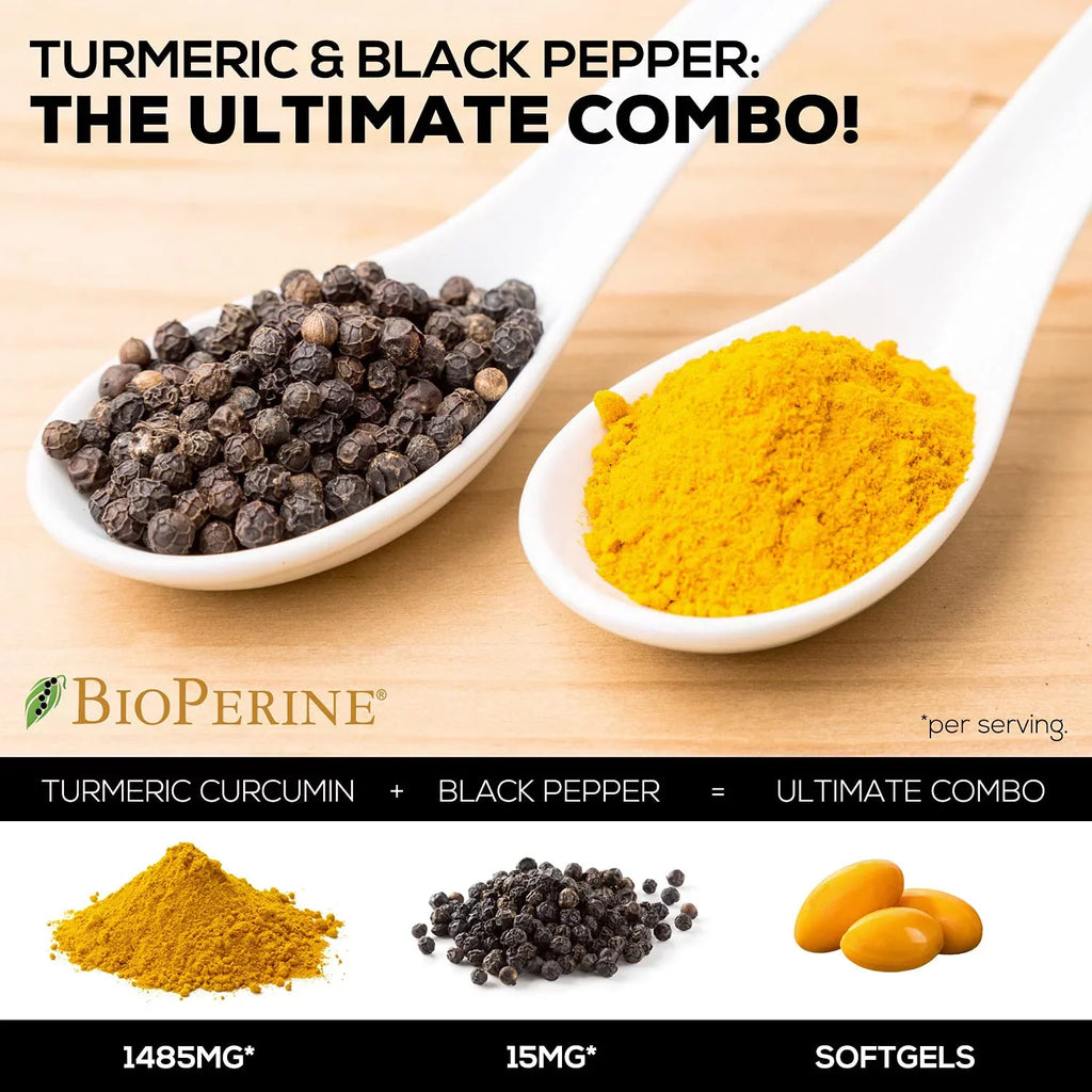 Tumeric Vegan Absorption, Black Joint 1500mg Max Turmeric Standardized with Curcumin for Non-GMO, Nature's 120 Pepper Curcuminoids Capsules 95% Premium - Support, Supplement, BioPerine Extract Herbal