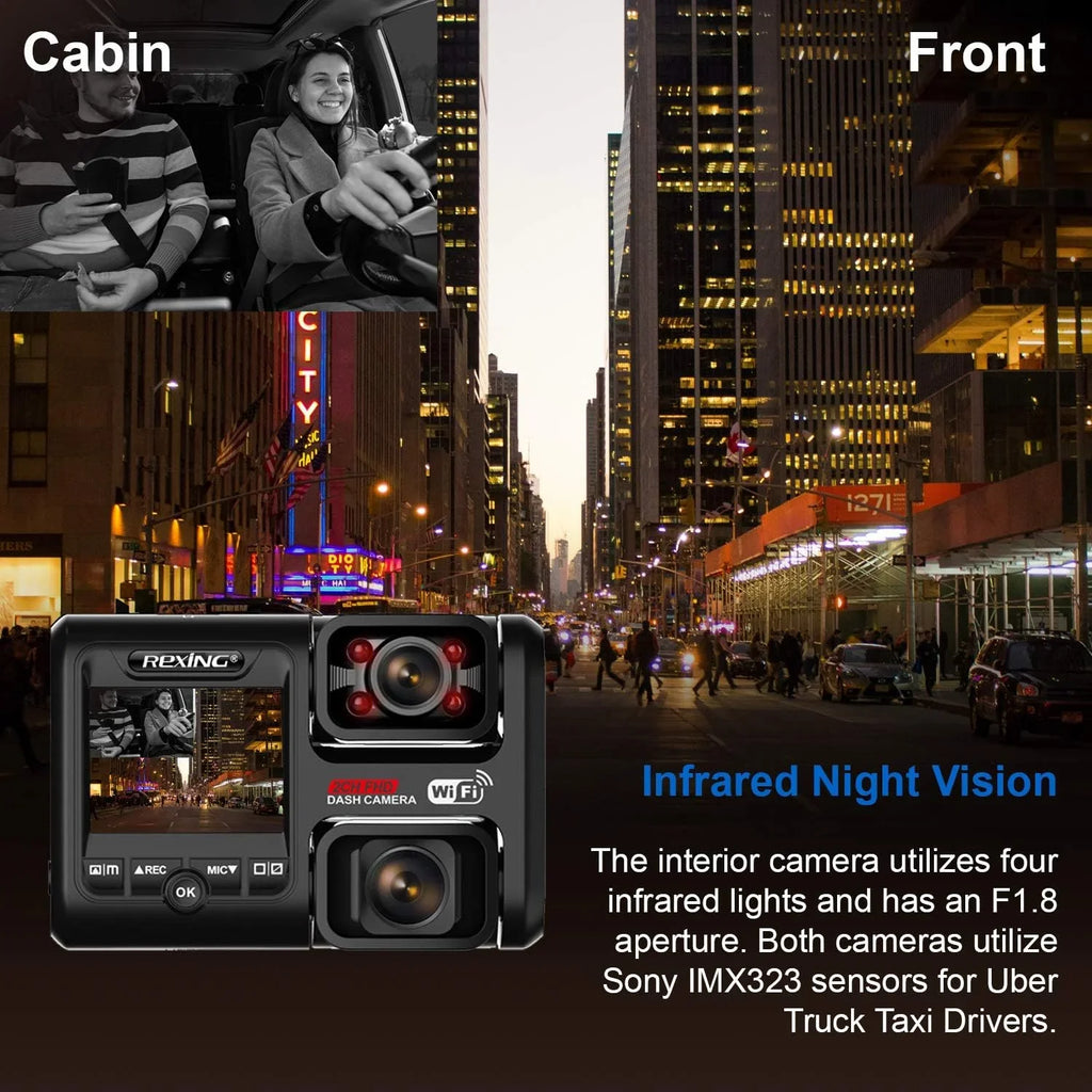 HD Box and Cam 1080p Front W202 Open Wi-Fi Cabin Inside Full Dash Rexing