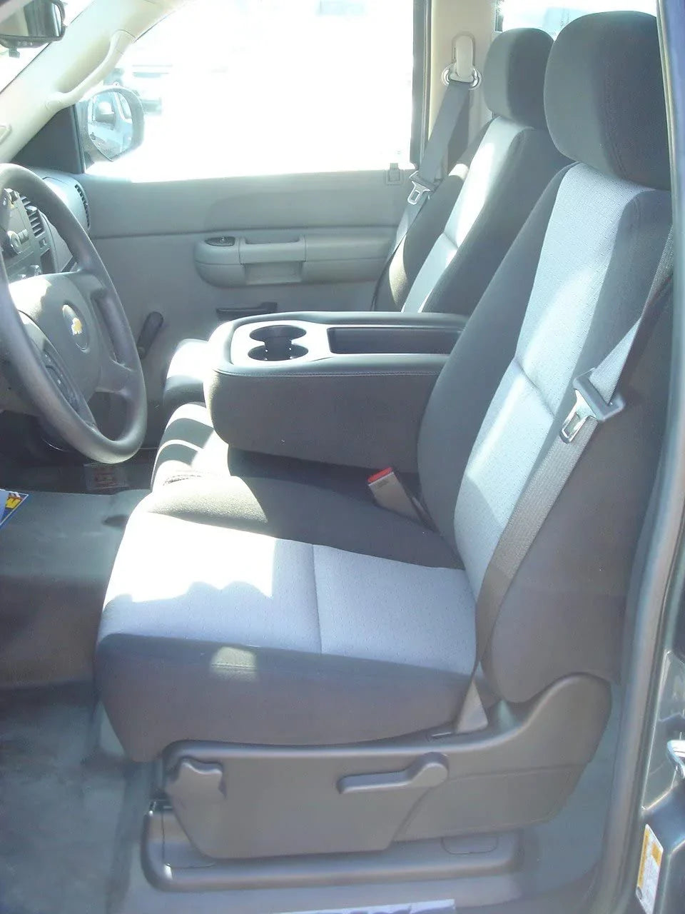 40/20/40 Gray Velour Silverado, 2007-2013 Opening 2 Chevy Opening and Suburban Console Black With C1127 Lids Split LT With and In Seat Front Tahoe