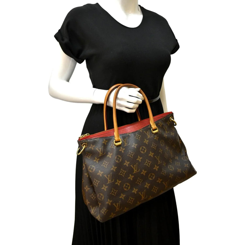 MM VUITTON Bag Canvas Brown Pre-owned Pallas Shoulder LOUIS Monogram