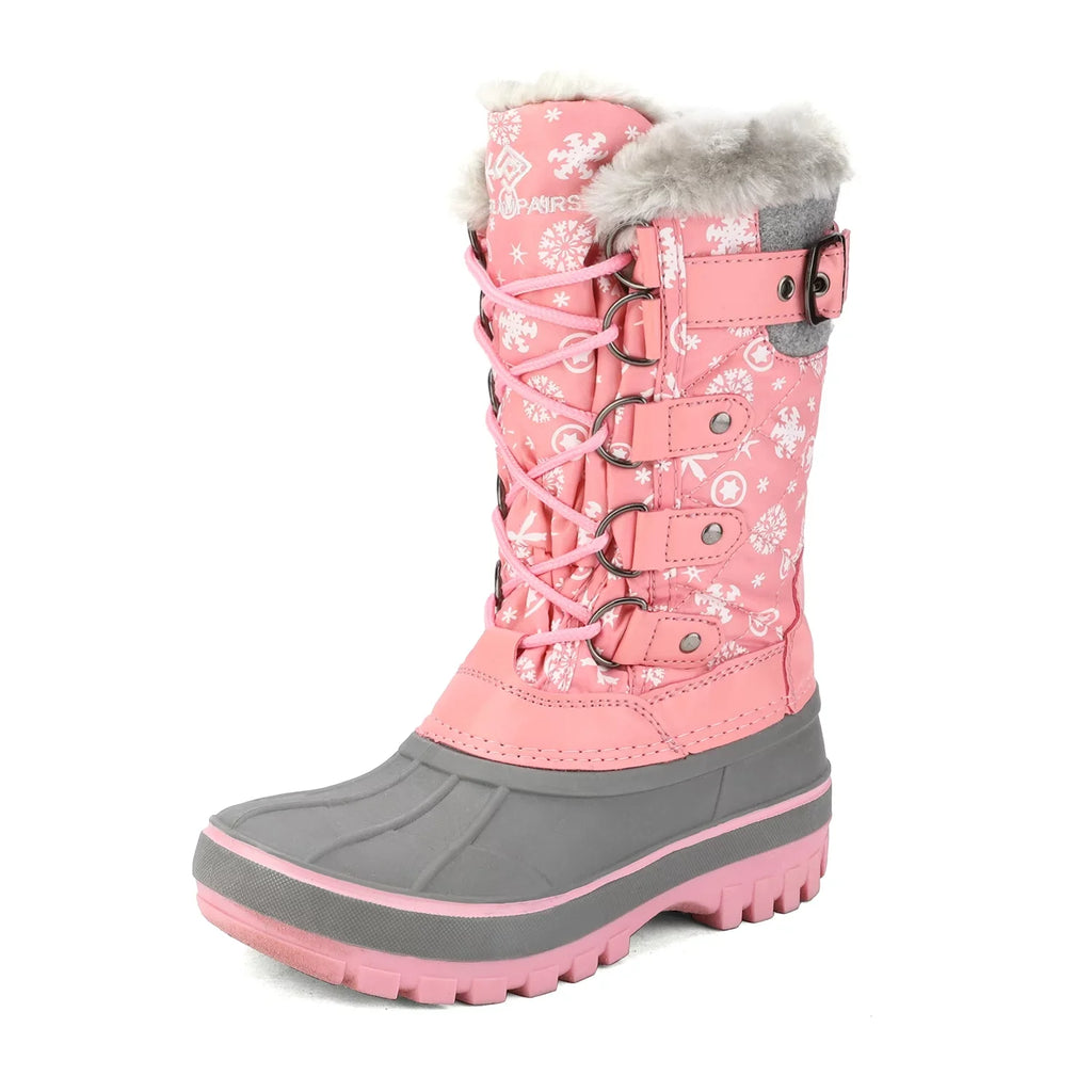 Snow Girls Ankle Pairs Lace PINK KRIVER-1 Waterproof Dream Winter Size Boys 12 Up Boots Warm Shoes Boots