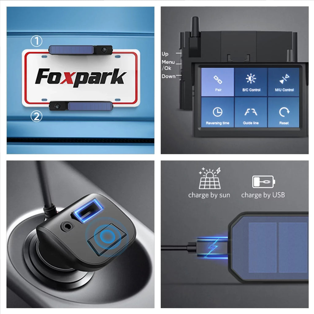 Wireless Camera License System Car, for Backup Wireless Plate View Reverse Camera Rear 2 Battery Installation,Solar for Solar Easy Parking Trailer with Channels Camera RV Monitor