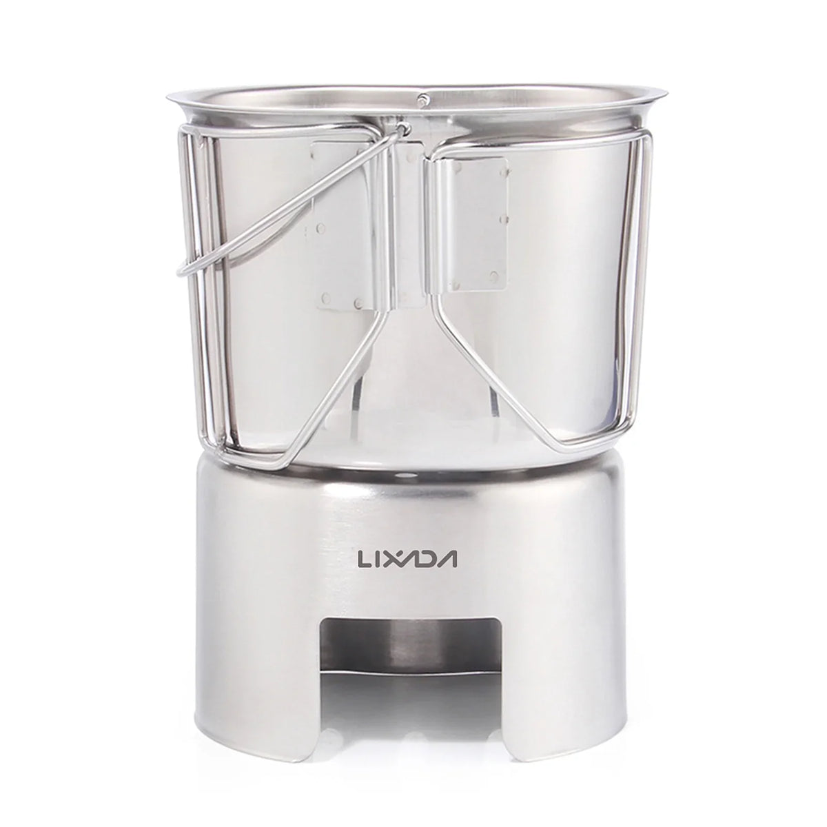 Cup Hanging Pot Cooking Stove Lixada Hiking Cookware Steel Reliable Survival Practical Stainless with Canteen Wood Set Picnic Equipment Backpacking Camping - for and