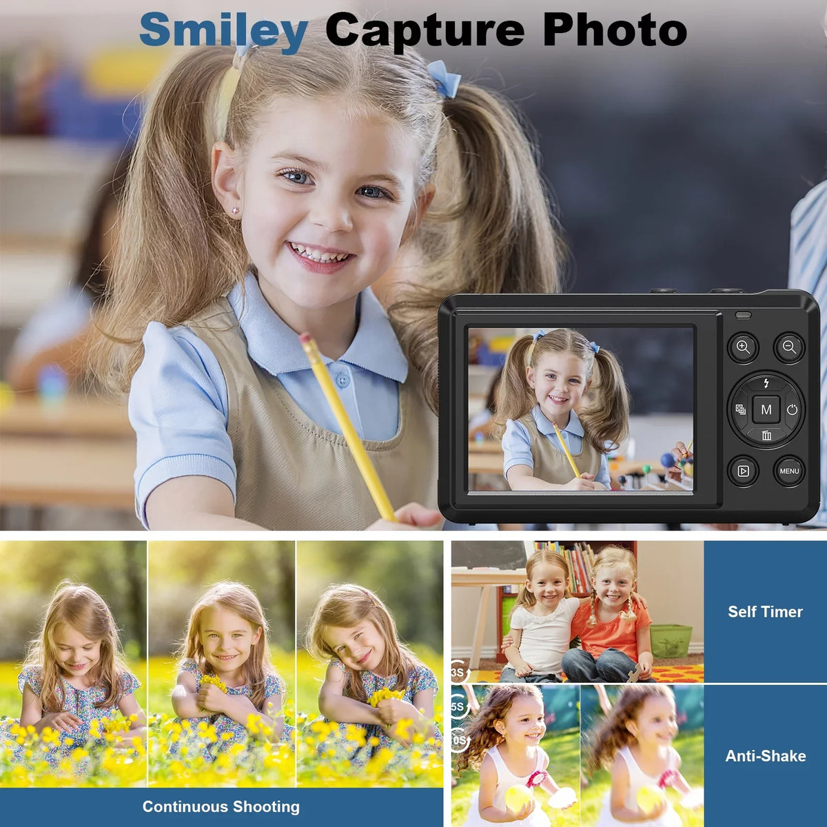 and Portable Camera 4K and 44MP Compact Card Zoom, 32GB Batteries SEREE Digital with SD Digital Shoot Camera Cameras with Autofocus 2 2.4'' Point Digital 16X