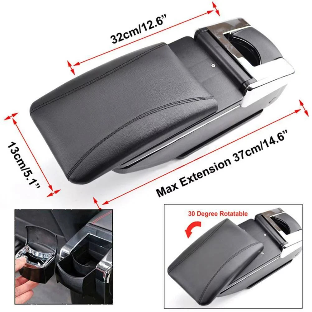 OUKANING Console Latio Box Center 2007-2011 Console Center Storage for Car Nissan Versa Armrest Box Rotatable Black Tiida Leather