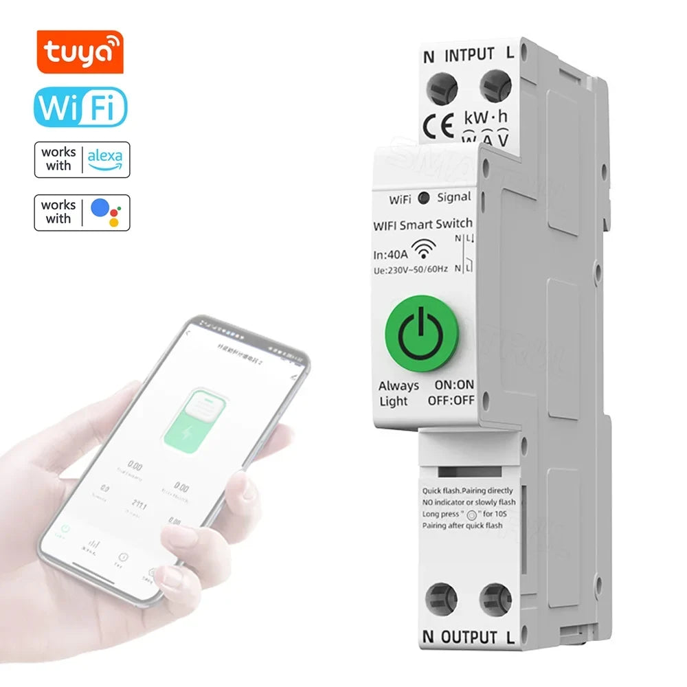 Htovila Protector Voltage Reclosing with Values Protections Assistant Voi Meter Automatic Settable Current Compatible Multifunctional APP Mobilephone for WiFi Intelligent Control