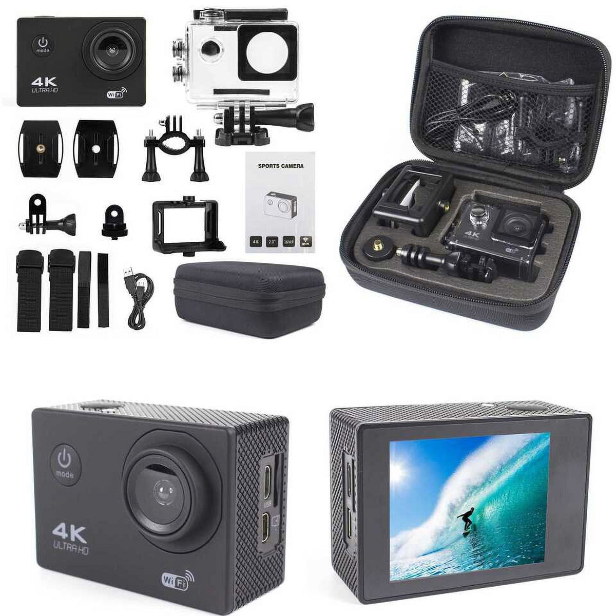 Carry Camera HD Battery, Card, 30M Camera Action Under 1080P Included Sports TF Waterproof, Case