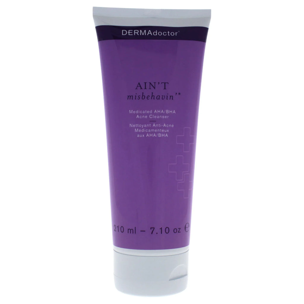 DERMAdoctor Acne Cleanser, Medicated Misbehavin Oz 7.1 AHA/BHA Acne Prone Skin, for Wash Aint Face