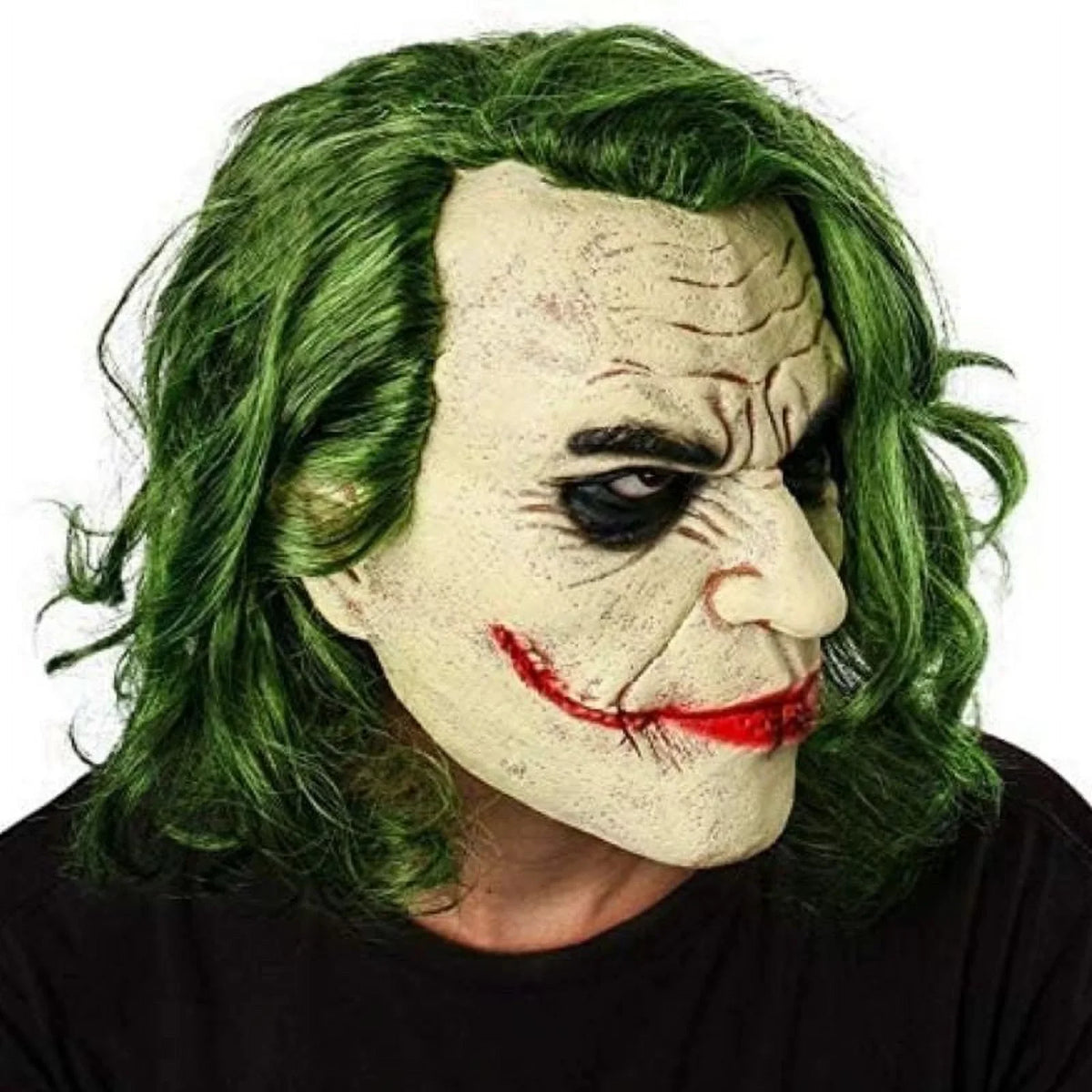 Accessory Lelaffet Joker Head Vinyl Masks Full Green with Adult Mask Hair