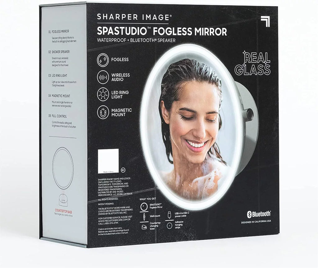 Fogless Sharper Image Bluetooth Speaker and Shower LED Mirror