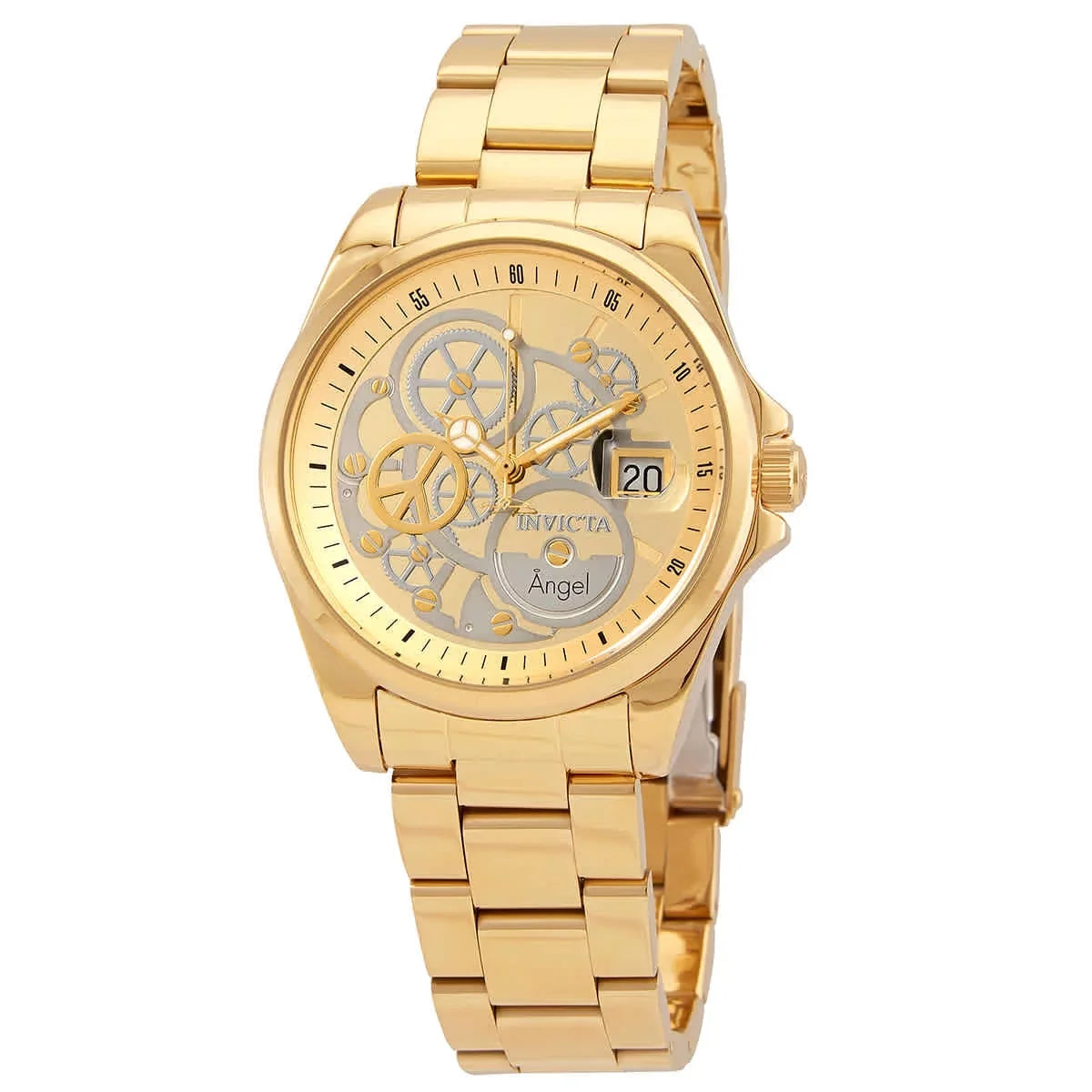 Bracelet Dive Gold Angel Yellow Steel 23568 and Gold Watch Silver Women's Dial