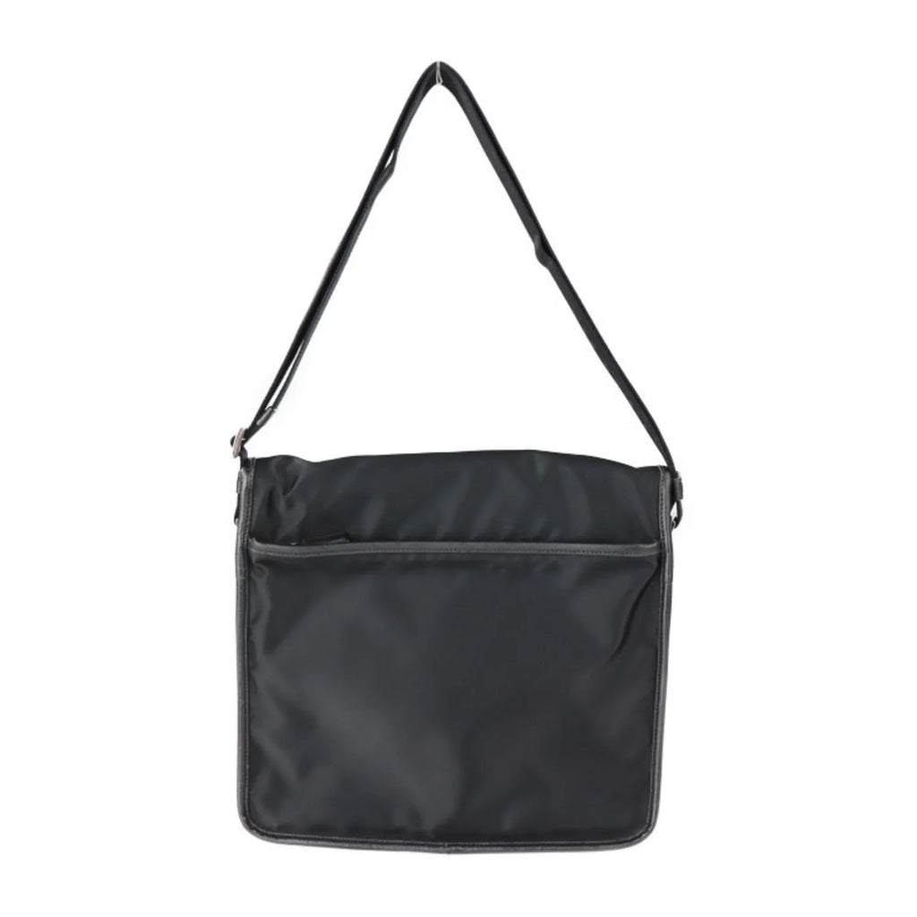Prada Pre-Owned PRADA metal leather messenger logo (Good) triangle silver black bag 2VD951 mark shoulder fittings nylon