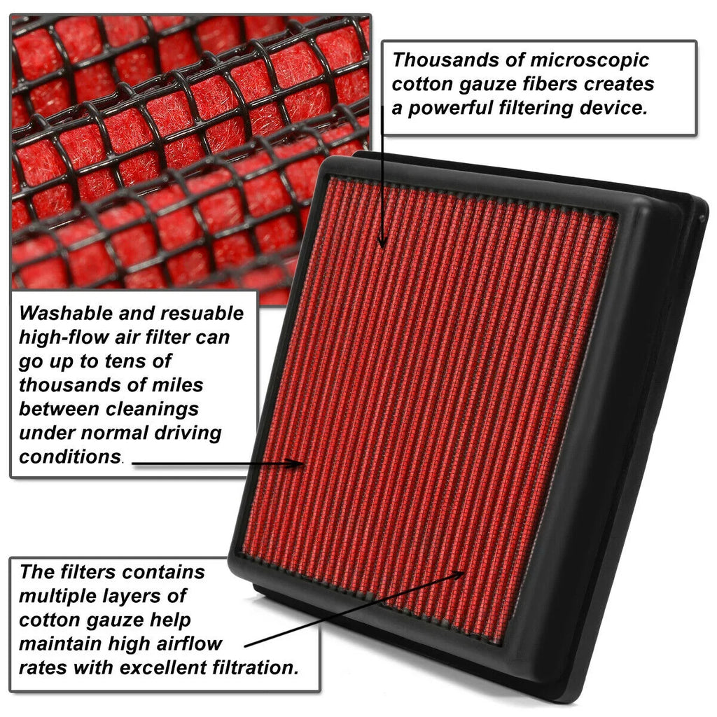 Red 2016-2019 CR-V Drop-In Civic 1.5 Reusable For 2017-2019 Dry Panel Filter Teledu Air