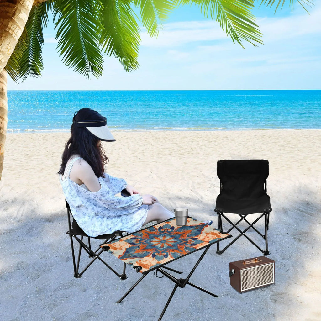 Bag Compact Table Table with Beach BBQ Fishing for Camping Pattern Table Portable Travel Mandala Storage Folding Picnic Outdoor