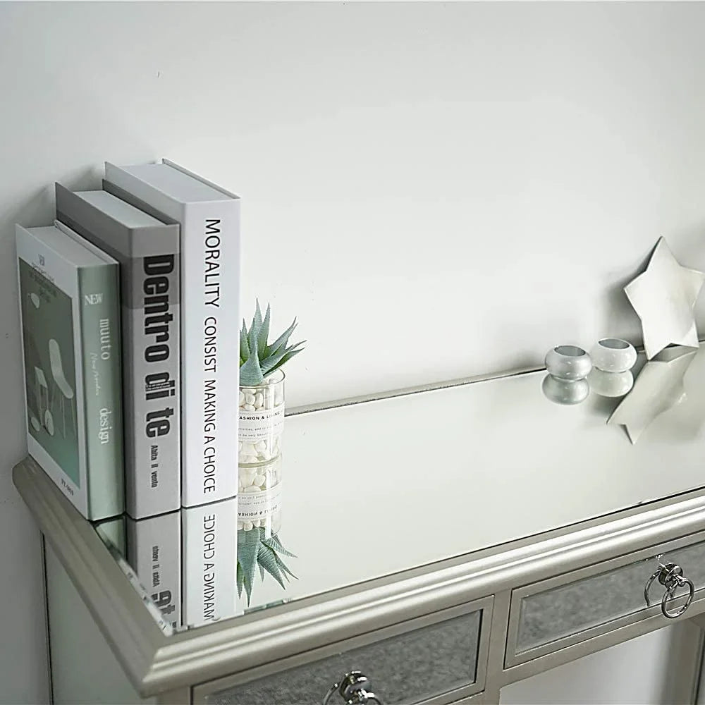 Console Sofa Antique 5-Drawer TJUNBOLIFE Console Drawers Table Entry with Silver/Mirror Mirrored Table Two