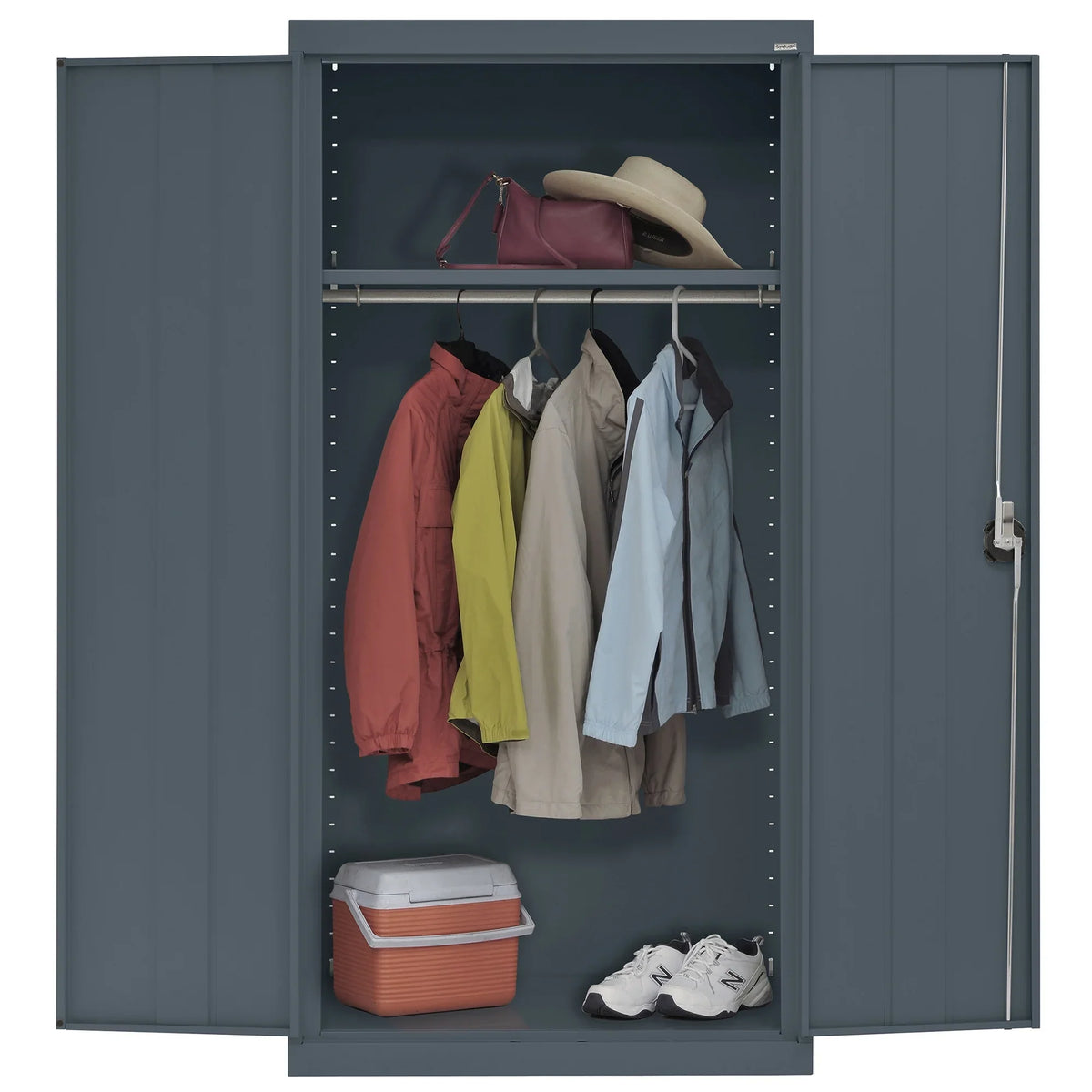 Wardrobe Charcoal Adjustable x 24"D with Cabinet Series x 72"H, Elite Shelf, 36"W