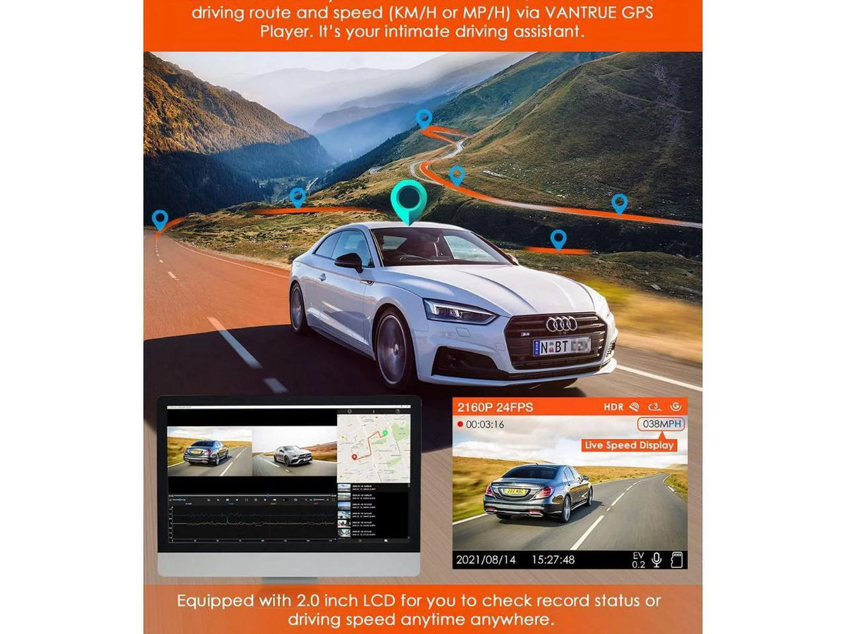 Hidden 1080P Dual Motion 60fps 1080P Vision, Front Cam Dashcam GPS for Night Parking Dashboard Cars, Detection HDR Dash FHD Monitor Front Rear 2K Camera, and Camera,