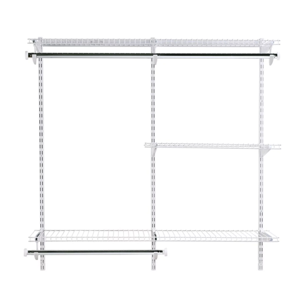 8 Custom to 4 (2 Rubbermaid Kit, Closet White Configurations Pack) Ft Organizer