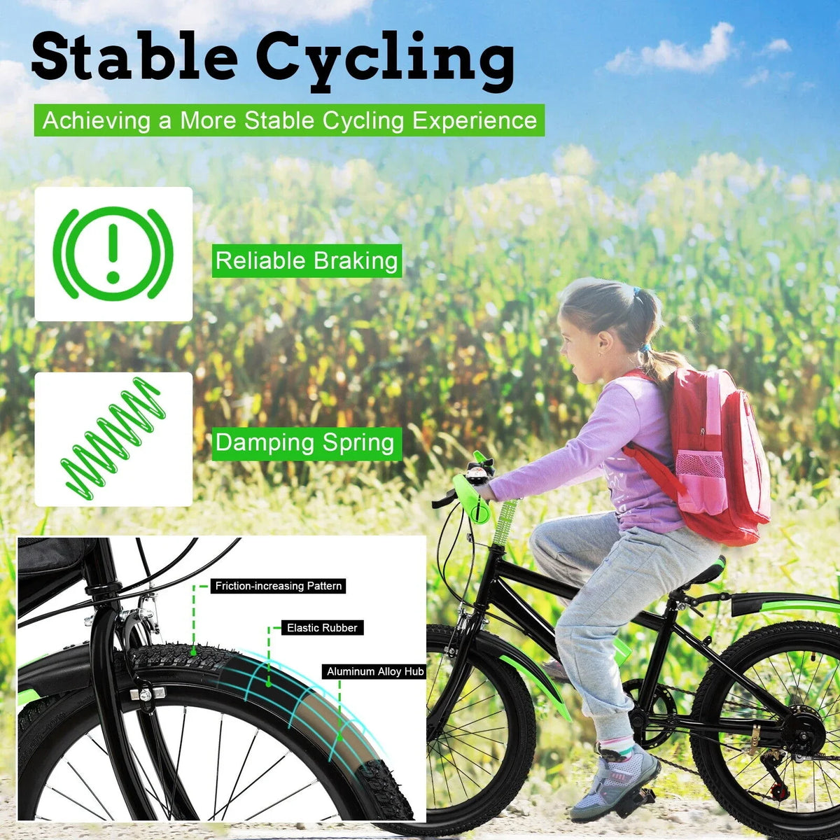 20in Bike Bicycle Kids Disc Double High Child 7 Carbon Bike Speed Steel Brake w/