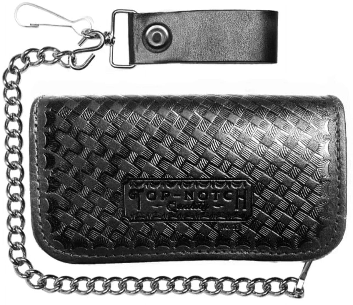 Wallet Lucky Black Chain Leather Old Genuine 6" 13 Time Embossed