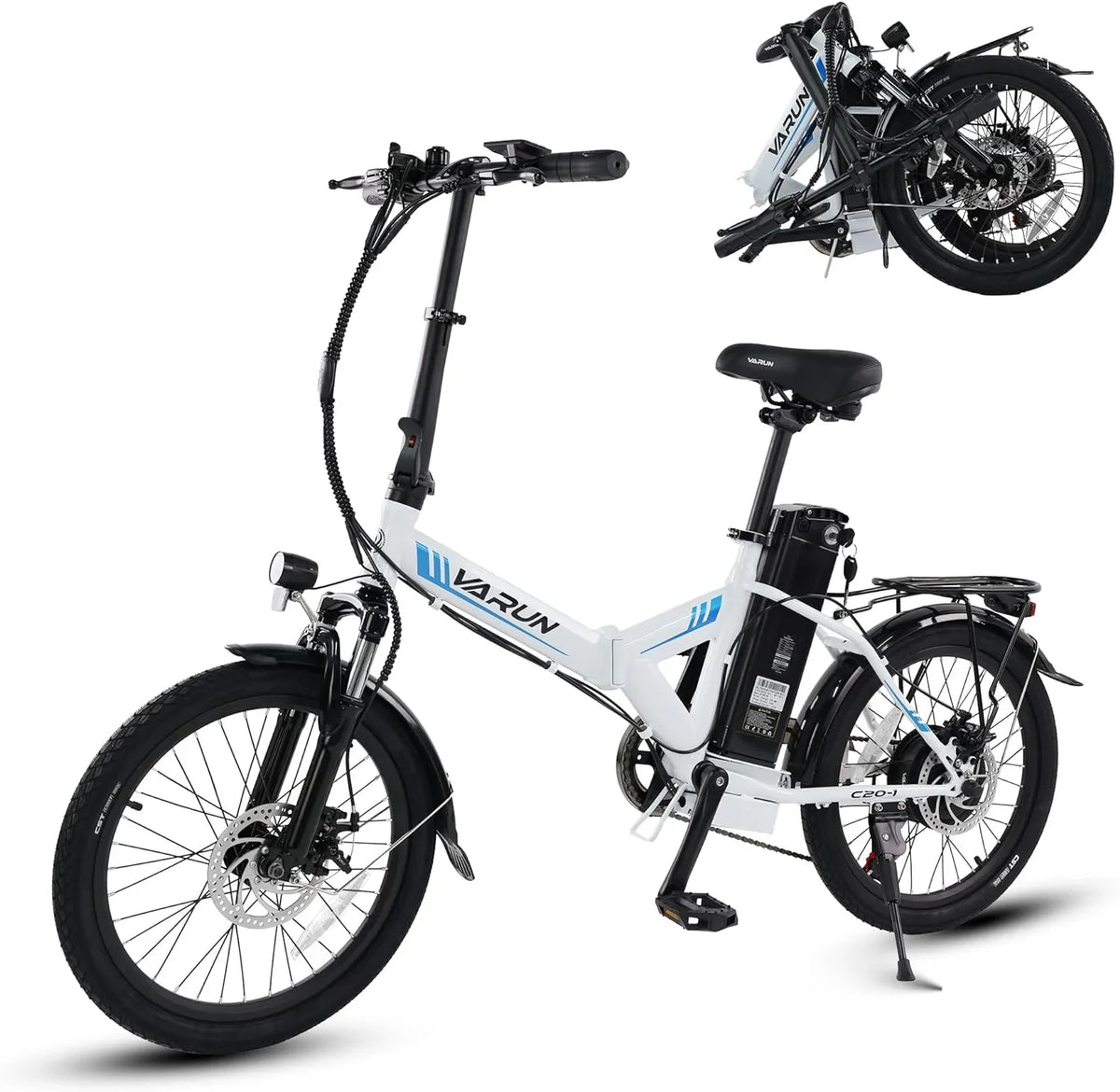 Electric Speed and 20MPH 40 VARUN Lithium with Miles Ebike Range Folding Wheels, Bike 500W Battery for 48V 20" - Stylish