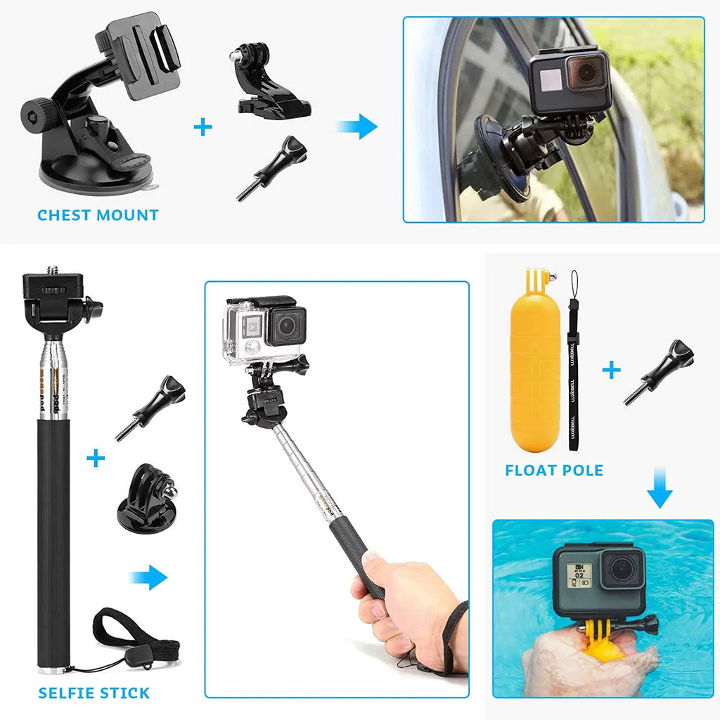 Accessories 4/3+/3/2/1 Camera AKASO 7 4K 5/Hero WiFi Action EK5000 5/Session GoPro 9 Hero for 8 Kit EK7000 6