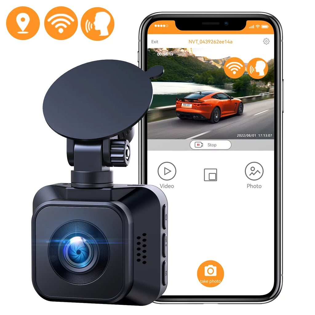 Front Camera TOGUARD Cam with Super Built-in WiFi UHD 4K Night Control GPS Camera for Dash Voice Car Car Vision,