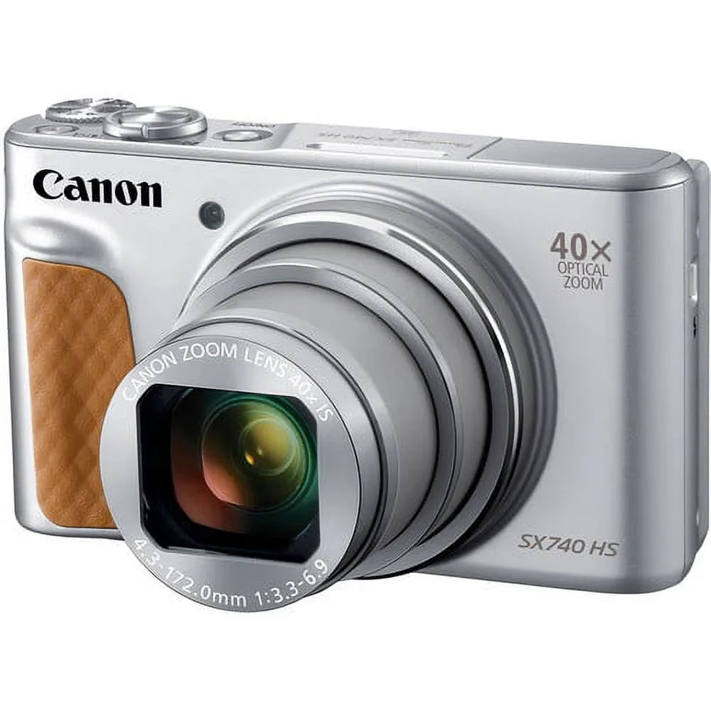 Camera Digital (Silver) with + PowerShot 64 + 2 GB Camera Tripod Batteries Card Canon Case SX740 + Premium HS