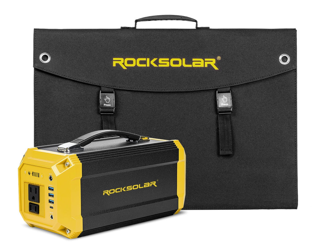 Station Generator with Foldable Portable Panel ROCKSOLAR Utility Power Solar 300W 60W Kit