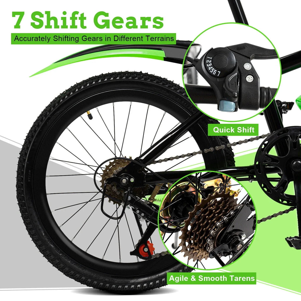 20in Bike Bicycle Kids Disc Double High Child 7 Carbon Bike Speed Steel Brake w/
