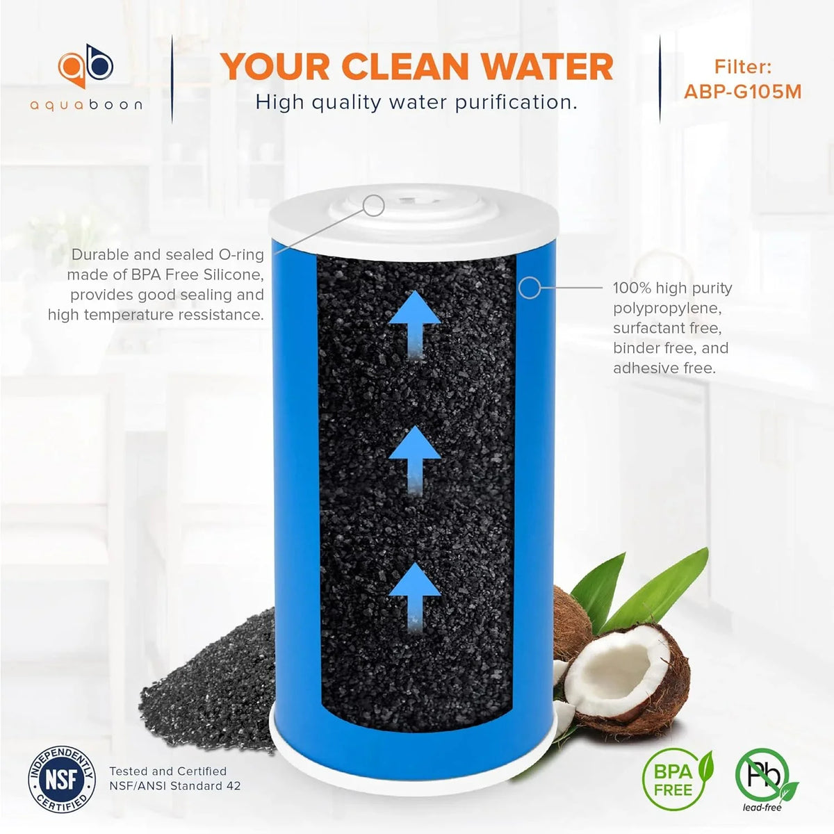 (GAC) X 12-Pack emium Coconut House Cartridge 10" Micron Carbon Granular Water Activated 5 Replacement Whole 4.5" Filter Shell
