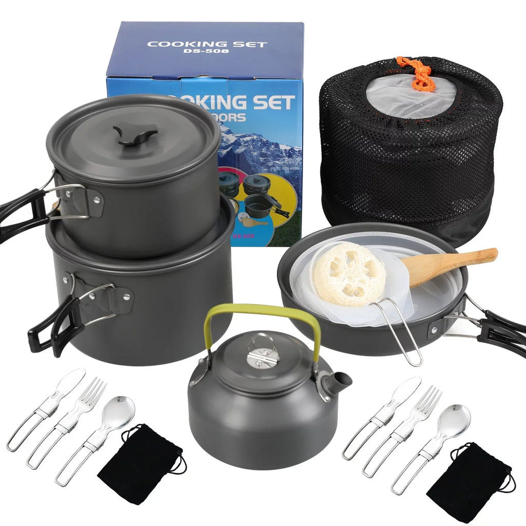 Kettle Pan Cookware for Backpacking Kit with Yabuy Non-Stick Set and Hiking Camping Pot Mess Camping