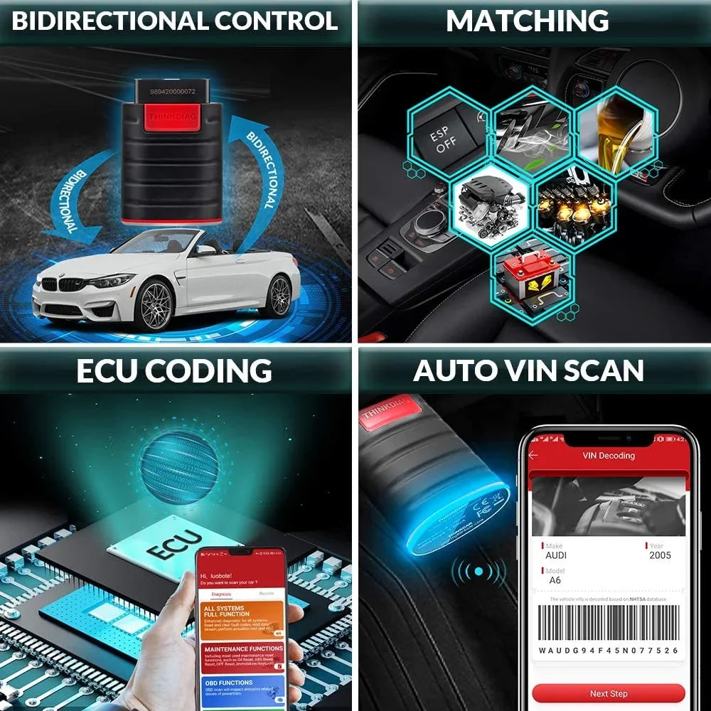 Diagnostic OBD2 Cars Reader Tool THINKDIAG Since Scanner Full Included) Bluetooth Systems Functions Maintenance Code THINKCAR (2 for 1996- Software Car Year 15