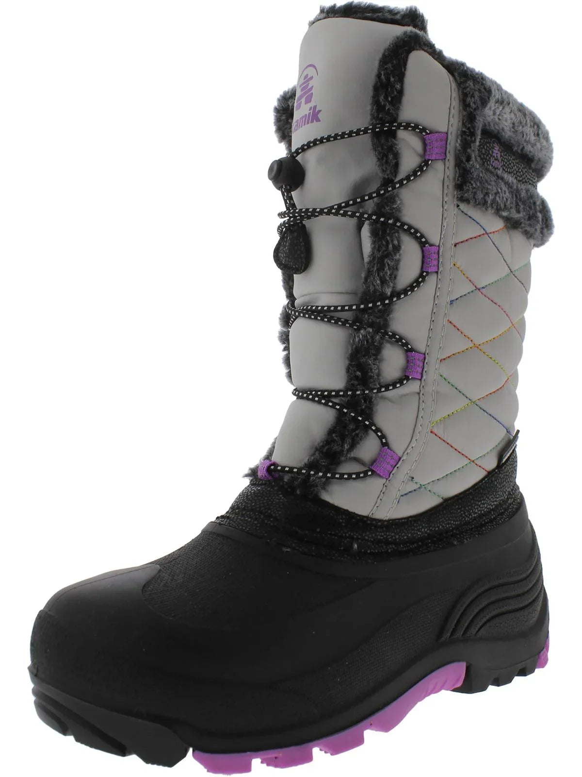 Faux Snow Kid Fur 2 Winter Big & Kamik Star Boots Girls
