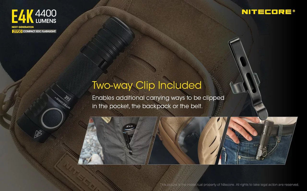 generation - Light Combo: E4K w/Tip 4400 Lumens Flashlight Keychain Copper NITECORE -360 Lumens Next