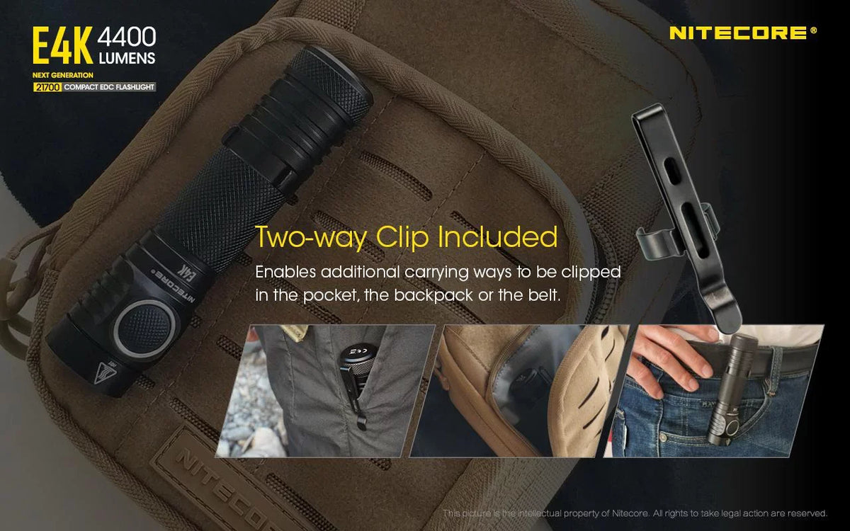 generation - Light Combo: E4K w/Tip 4400 Lumens Flashlight Keychain Copper NITECORE -360 Lumens Next